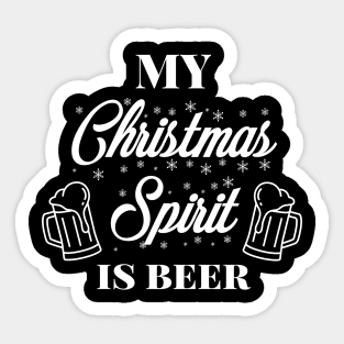 My Christmas spirit is whiskey, Funny Christmas pun, Alcohol holiday humour Sticker